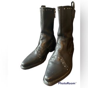 Harley Davidson Black Leather Biker Boots